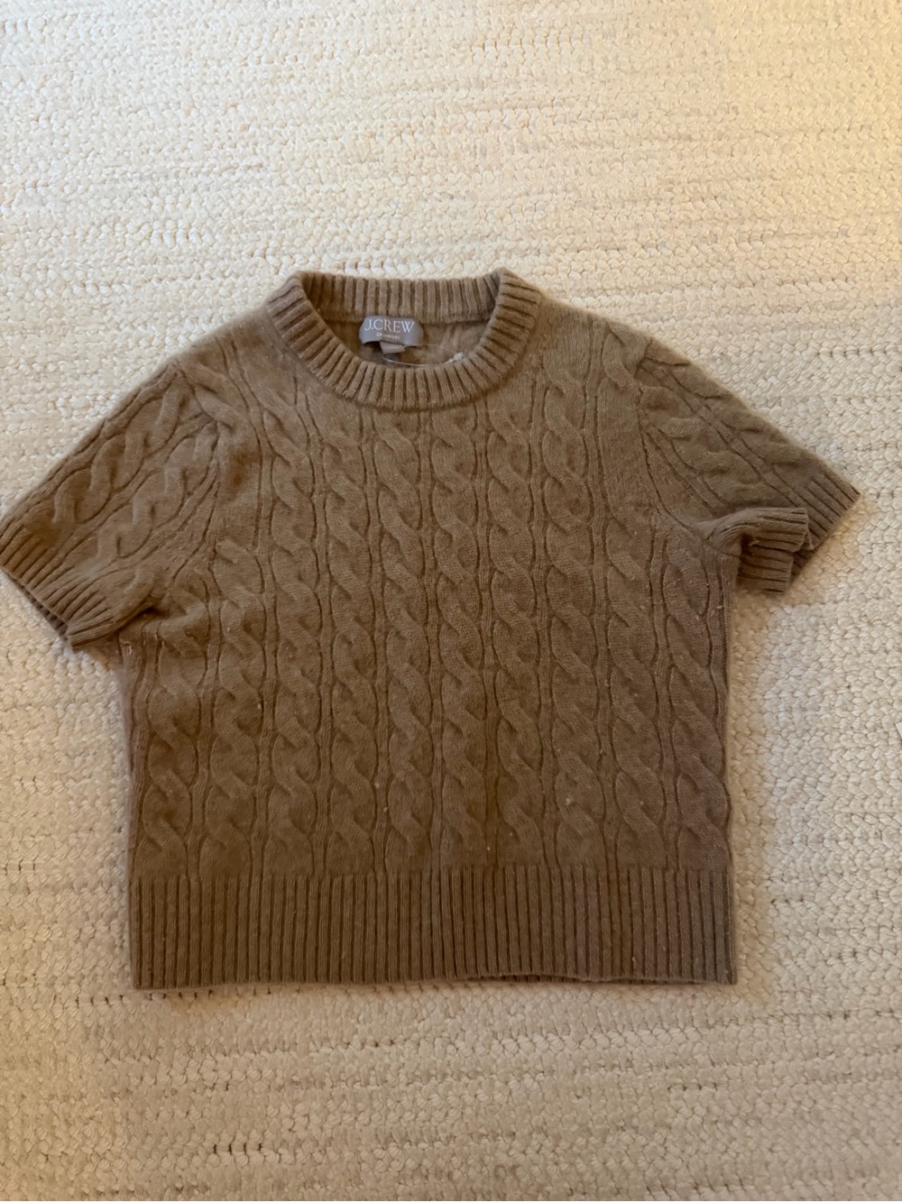 J. Crew Cashmere Cable Knit Sweater in Camel Brown